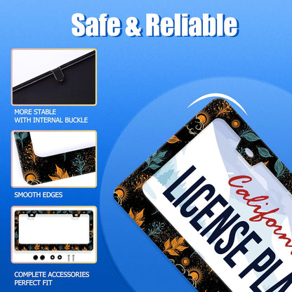 Galaxy License Plate Frame Colorful Starry Sky License Plate Stainless Steel Funny License Plate Holder for Men Women Universal Car Accessories Decoration 12.3" x 6.3"