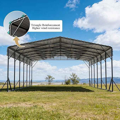 20x30 FT Heavy Duty Metal Carport Kit, Waterproof Windproof Aluminum Car Ports with Steel Shelter Frame Cover for 2 Car or Boats, Easy Assembly Tractor/Car Storage