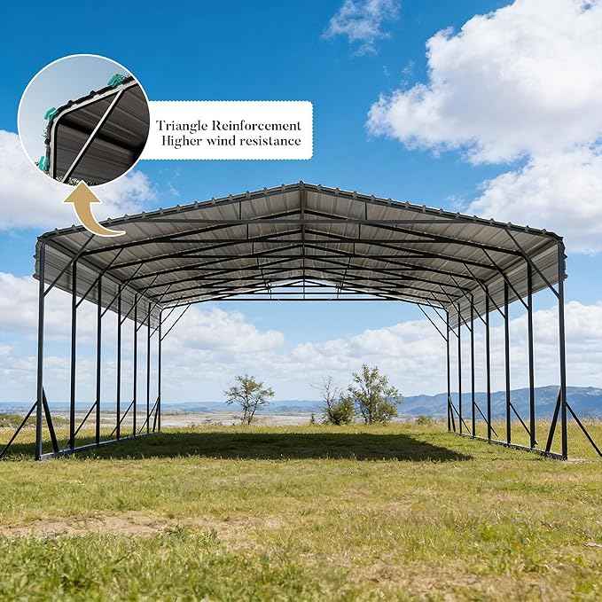 20x20 FT Heavy Duty Metal Carport Kit, Waterproof Windproof Aluminum Car Ports with Steel Shelter Frame Cover for 2 Car or Boats, Easy Assembly Tractor/Car Storage