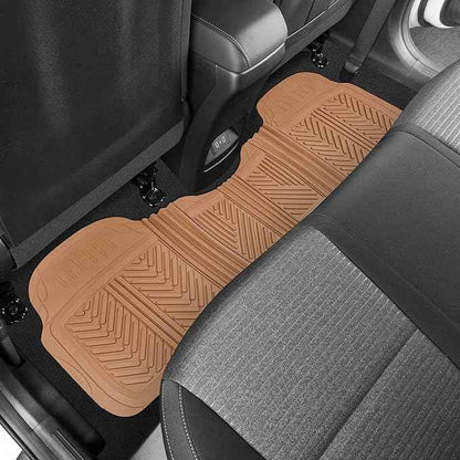 BDK Beige Heavy Duty Front & Rear Rubber Floor Mats Universal Liners for Car SUV Van & Truck, All Weather Protection with Anti-Slip Nibs, Fit Contours of Most Vehicles