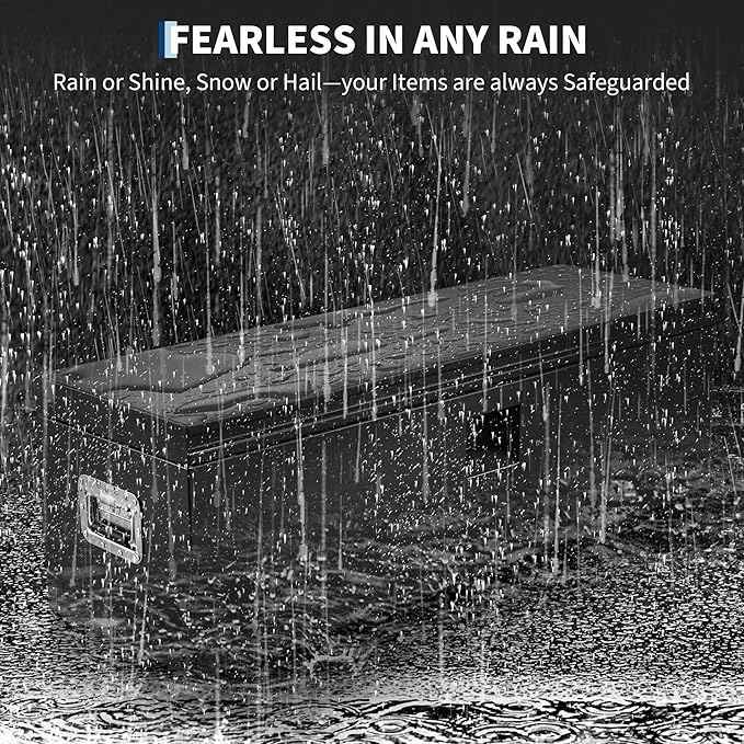 Truck Bed Tool Box Heavy Duty Steel Toolbox with Hydraulic-Assisted Lid, Drill-Proof Lock & Weatherproof Seal, Universal Mount for Pickup, Truck Bed, RV, Trailer