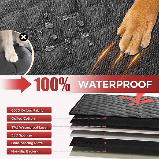 2-Layer Dog Car Seat Cover for Back Seat, Hard Bottom Car Seat Protector for Large Dogs, Anti Scratch Backseat Extender, Waterproof Hammock in Car, for Car/SUV/Small Truck
