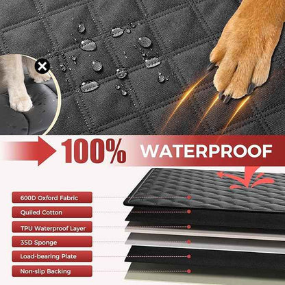 2-Layer Dog Car Seat Cover for Back Seat, Hard Bottom Car Seat Protector for Large Dogs, Anti Scratch Backseat Extender, Waterproof Hammock in Car, for Car/SUV/Small Truck