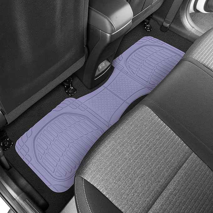 CARBELLA Rubber 4-Piece Purple Car Floor Mats - Universal Trim To Fit All Weather Purple Car Accessories - Girl Car Accessories for Women & Cute Car Mats for Women Lavender Girly Car Decor Truck & SUV