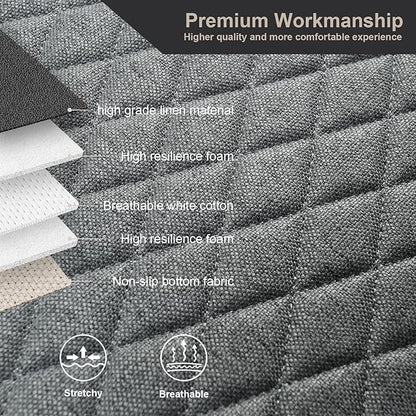 West Llama Linen Car Seat Covers,Bottom Seat Covers for Cars Include 1 Pair Front Driver Seat Pad Mat and 1 Rear Bench Cover Universal Fits 90% Vehicles,SUVs,Cars,Sedans(3Piece-Gray)