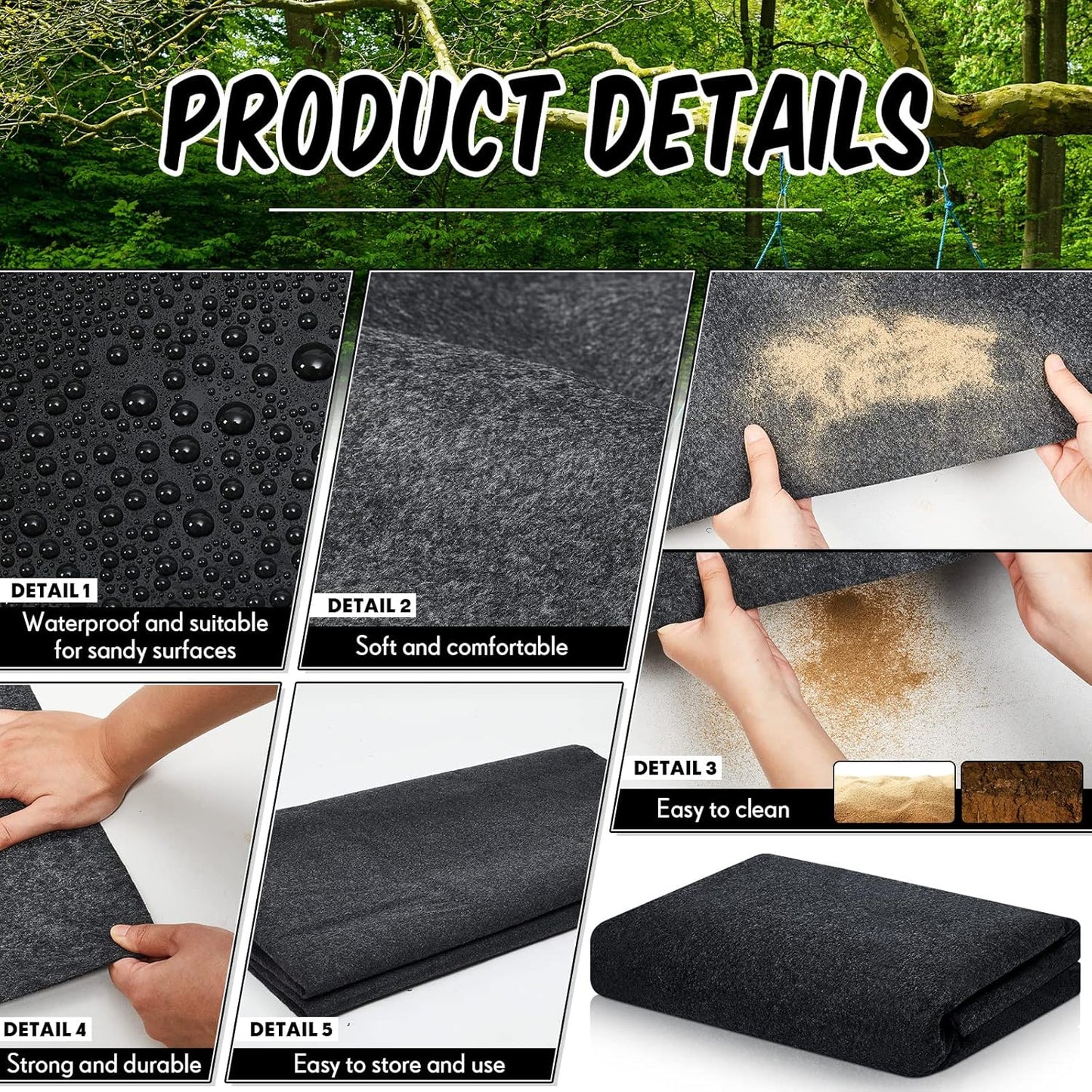 Haull Waterproof Outdoor Storage Shed Mat, 10x10 ft, Felt Surface, Non Slip Backing, Washable, Storage Shed Not Included