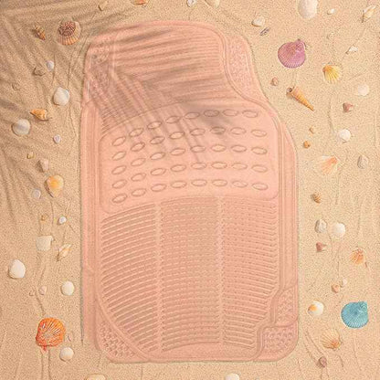 Carbella Automotive Floor Mats for Cars, 2 Piece Car Floor Mats Peach Pink Translucent, Trim-to-Fit All Weather Clear Car Mats for Auto Truck Van SUV, Car Accessories for Women