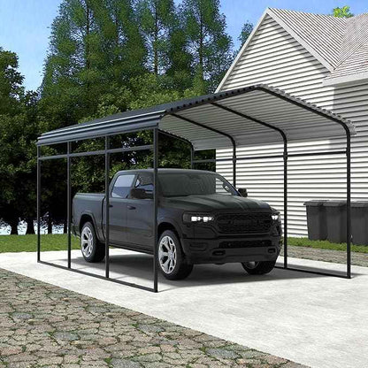 Xilingol Metal Carport, Heavy Duty Carport Canopy with Galvanized Steel Frame and Roof, Outdoor Storage Shed, Car Tent Garage Shelter for Pickup, Truck, Boat and Tractor (10x15 FT Black)