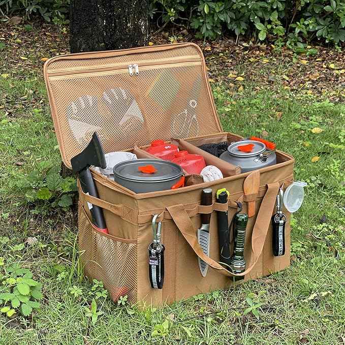 Tactical Camping Storage Bag - 46L Utility Tote Bag Trunk Organizer (Black)
