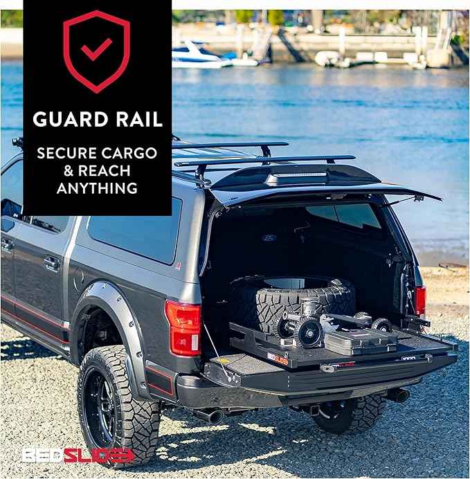 Bedslide 1000 Classic Sliding Truck Bed Organizer, 58 x 41-Inch, Capacity 1000 lbs, Truck Bed Storage Drawer, Fits 2024 Toyota Tacoma, No-Drill Brackets Included, Silver
