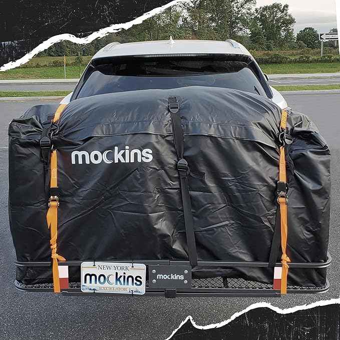 Mockins 25 CuFt All-Weather Trailer Hitch Cargo Carrier Bag | 60"x24"x31" Versatile Truck Bed Waterproof Storage & Cargo Bag for Hitch Carrier | Vehicle Soft-Shell Carriers w/Straps, Lock & Carry Bag