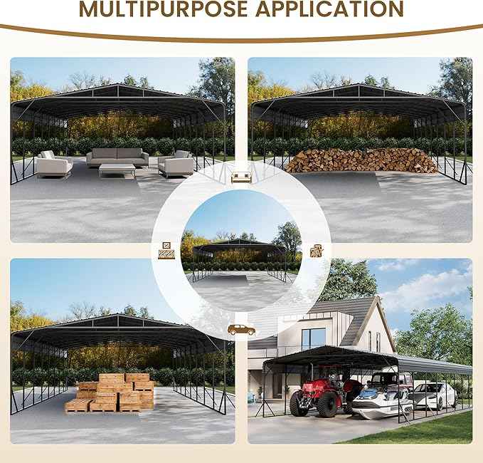 COSIEST 20'x40' Carport with Galvanized Steel Roof, Heavy Duty Metal Carport Canopy, Outdoor Garage Car Shelter Shade for Car, Boats and Truck