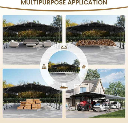 COSIEST 20'x40' Carport with Galvanized Steel Roof, Heavy Duty Metal Carport Canopy, Outdoor Garage Car Shelter Shade for Car, Boats and Truck