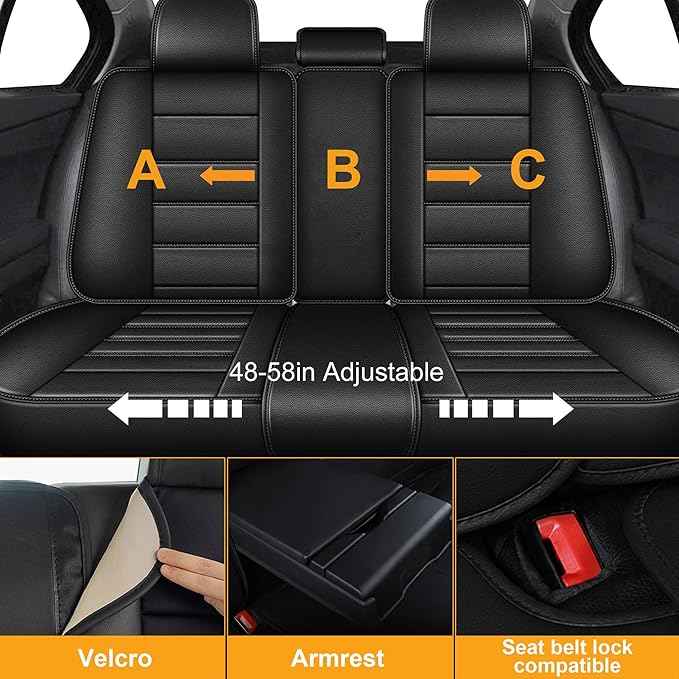 Leather Bling Diamond Seat Covers Full Set, for Chevrolet Chevy Equinox 2007-2025 2026, Sparkle Shining Rhinestone Automotive Car Seat Cover for Cute Women Girl (Black)