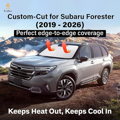 EcoNour Windshield Sun Shade for Subaru Forester 2019-2026 Accessories Custom Fit Window Shade Sun Visor Protector Foldable Blocks UV Rays Keep Your Car Cooler