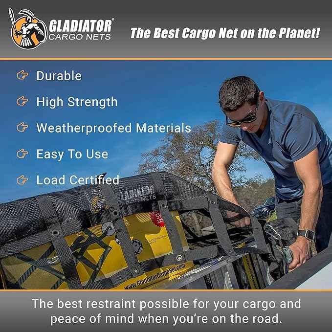 Gladiator Cargo Net - Heavy Duty Truck Cargo Net - Double Extra Large (XXG-100) 10.5' x 18.5' ft.