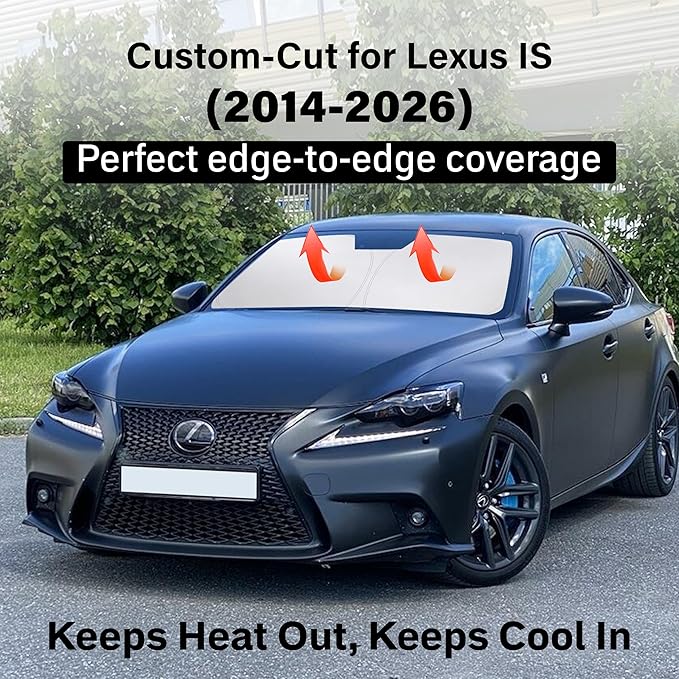 EcoNour Windshield Sun Shade Compatible for Lexus is 2014–2026 | Sedan Front Window Sun Visor Protector | Foldable 4-Layer Sunshade | Blocks UV Rays & Reduces Interior Heat