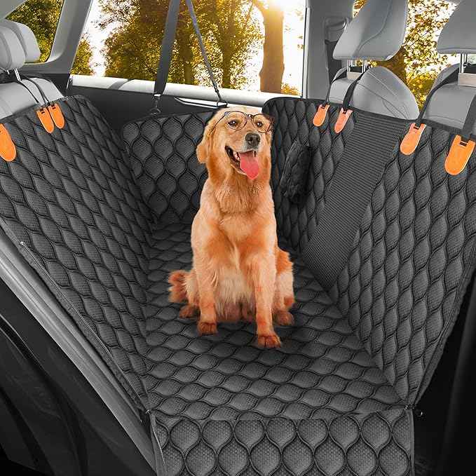Dog Car Seat Cover for Back Seat, XL Heavy Dog Seat Cover, 100% Waterproof Scratch Proof Nonslip Dog Hammock for Car, Pet Back Seat Covers for Cars