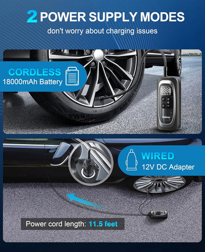 Tire Inflator Portable Air Compressor, 150PSI Air Pump for Car Tires with Digital Pressure Gauge, Bike Tire Pump with LED Light, Auto Shut-Off, Portable Tire Inflator for Car, Bike, Motorcycle, Ball