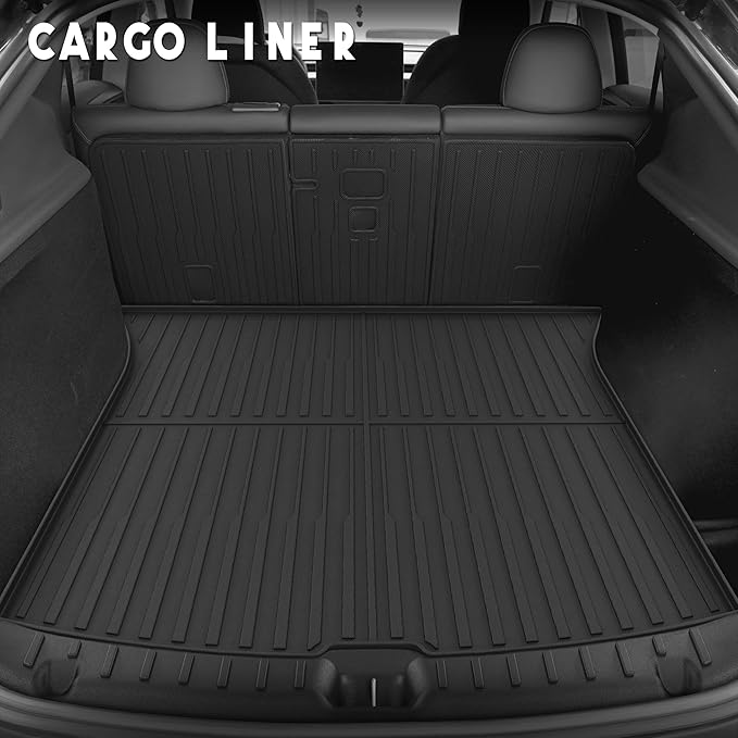 KARPAL Floor Mats for Tesla Model Y Juniper 2025 2026 5-Seater (Not Fit 7 Seats), All Weather TPE Floor Liners & Trunk Liner Backrest Mat & Rear Bumper Guard, Model Y Juniper Accessories 7PCS