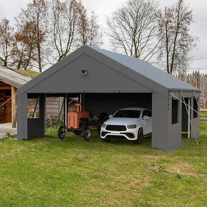 Carports Canopy Heavy Duty, Portable Garage with Sidewalls (20x20, Side Doors)
