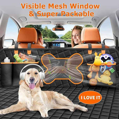 Back Seat Extender for Dogs, Large Space, Hard Bottom Car Seat Cover, Waterproof Back Seat Pet Cover, Dog Hammock for Car, Backseat Protector for Car SUV