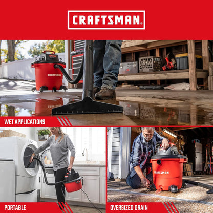 CRAFTSMAN CMXEVBE17596 20 Gal. 6.5 Peak HP Heavy Duty Wet/Dry Shop Vacuum with Filter, Dust Bag, Hose, Attachments and CMXEVBE17250 2.5 Gal. 2.5 Peak HP Portable Vac with Filter, Hose and Attachments