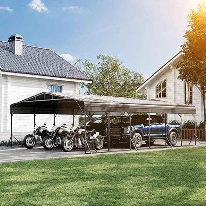 COSIEST 20'x30' Carport with Galvanized Steel Roof, Heavy Duty Metal Carport Canopy, Outdoor Garage Car Shelter Shade for Car, Boats and Truck