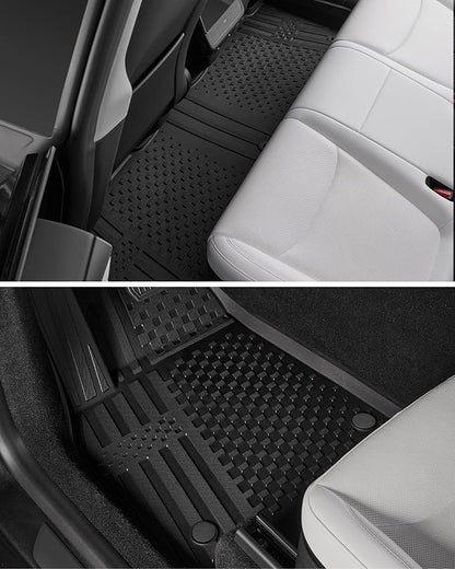 3W 2025 2026 Tesla Model Y Juniper Floor Mats with Cargo Liners, Trunk Mats TPE Anti-Slip All Weather Accessories