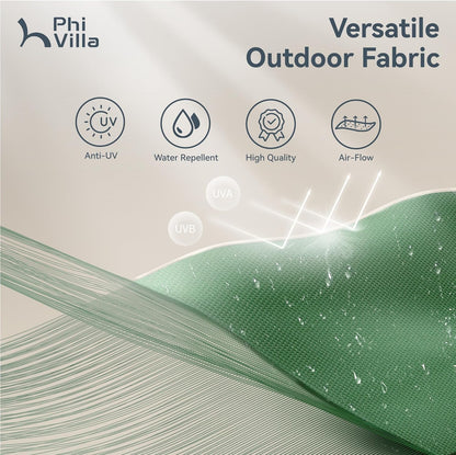 PHI VILLA 15ft Large Patio Umbrellas with Base, Outdoor Double-Sided Rectangle Market Umbrella for Pool Lawn Garden, Mint Green