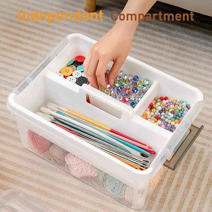 Citylife 17 QT Plastic Storage Bins Clear Storage Box with Removable Tray Stackable Latching Box with Handle for Oraganizing Tool, Craft, Office, Orange