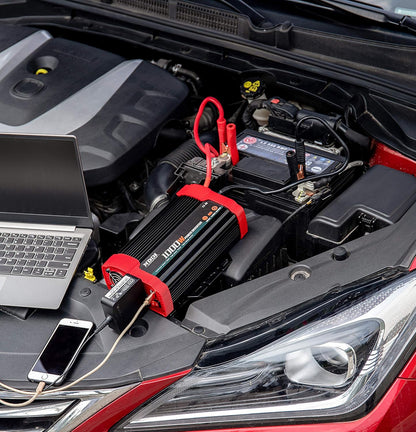 1000W Car Power Inverter, DC 12V to AC 110V Car Inverter with Dual AC Outlets and Dual 3.1A Quick Charging USB Port Car Adapter