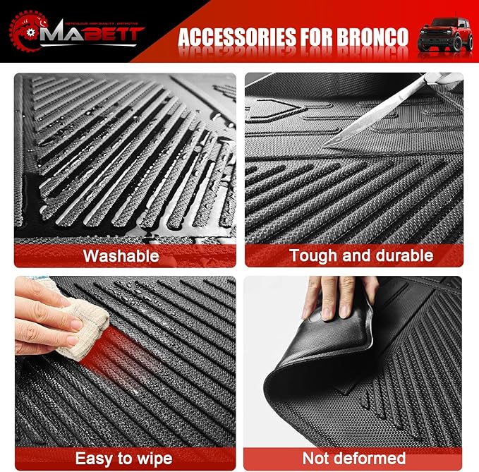 Mabett Cargo Liner Non-Slip Mat for Ford Bronco Accessories, All-Weather Protection Trunk Mat Fit Bronco 2026,2021-2025 4-Door Black