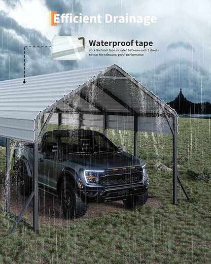GarveeLife 13 ft x26 ft x11 ft Oversized Metal Carport, Steel Heavy Duty Car Ports for All-Weather, Tall Carport for Full-Size Pickup Trucks, Boats, and Tractors, N.W. 780 LBS