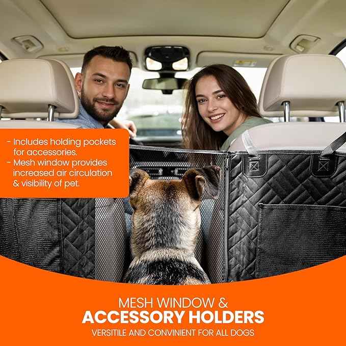 Dog Back Seat Cover Hard Bottom - 2025 Upgraded Materials - 6.4mm Support Boards Holds 400lbs - Waterproof Dog Hammock for Car, SUV & Truck - Pet Seat Cover for Back Seat - Backseat Extender for Dogs