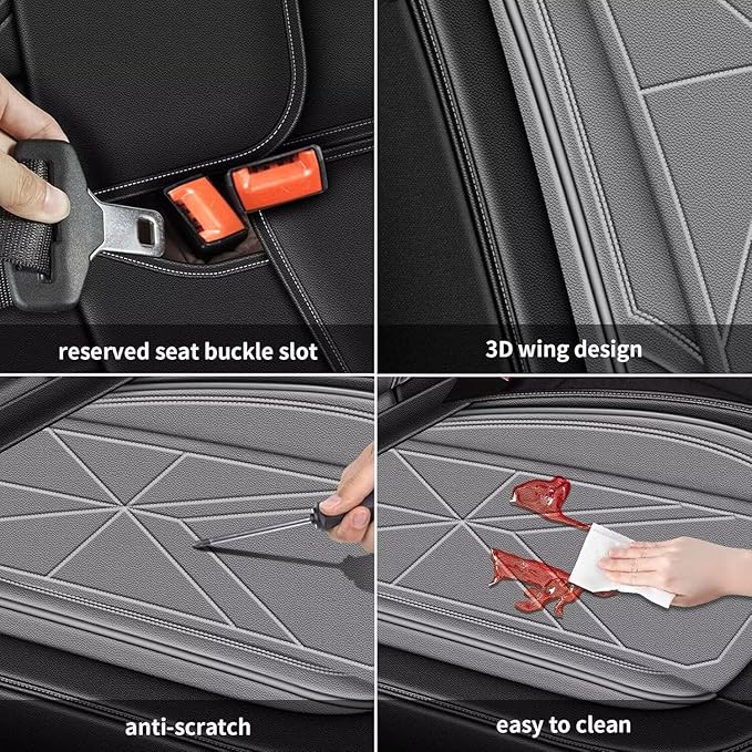 Car Seat Covers Full Set Fit for Hyundai Palisade 2020-2025 2026: 5 Seats Auto Interior Accessories, Faux Leather Waterproof Seat Cushions Vehical Cover (Black&Grey)