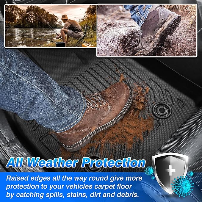 Cartist Floor Mats Fit for GMC Acadia 2017-2023 6-Passenger, All Weather Floor Mat & and Cargo Liner for Acadia Accessories, Heavy Duty Carpet Protection