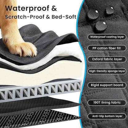 Dog Car Seat Cover for Back Seat, Hard Bottom Back Seat Extender for Dogs with Door Protector, Anti Scratch, Waterproof & Non-Slip Dog Backseat Cover for Small Mid Cars, SUVs & Trucks, Holds 450Lbs