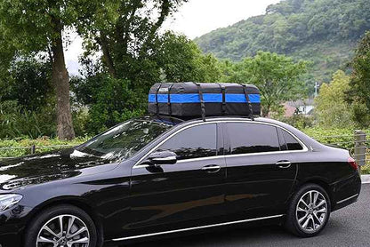 MARCHWAY Waterproof Car Roof Luggage Bag, Weatherproof Soft Shell Rooftop Cargo Carrier Bag for Vehicles with or Without Rack. 6 Door Hooks, Anti Slip Mat, Lock Included (21 Cubic Feet, Blue)