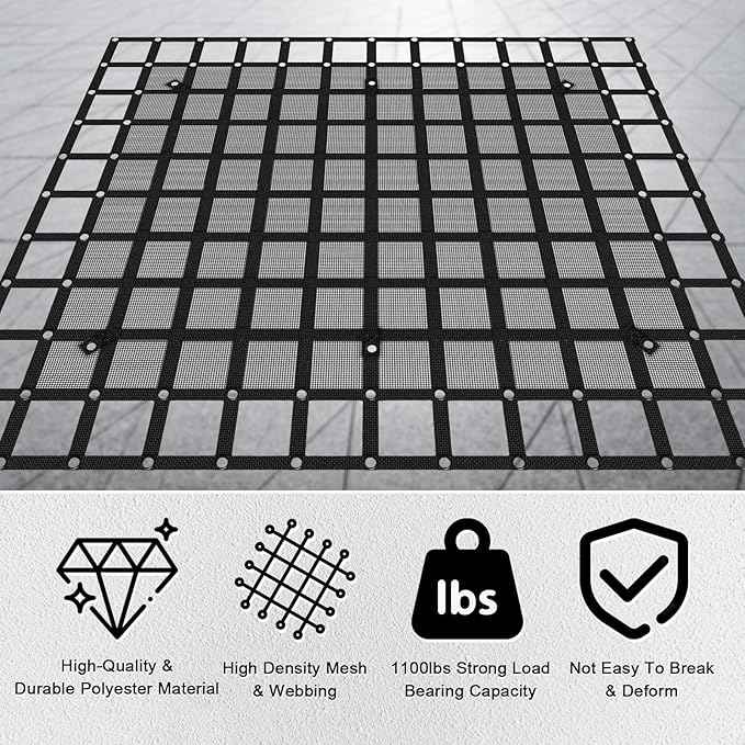 96” x 81“ Heavy Duty Cargo Net with Mesh, Truck Bed Net with J Hooks Accessories, 1500lbs Load Bearing Capacity, Truck Bed Cargo Net Organizer for Pickup Trucks (8' x 6.7')