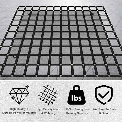 96” x 81“ Heavy Duty Cargo Net with Mesh, Truck Bed Net with J Hooks Accessories, 1500lbs Load Bearing Capacity, Truck Bed Cargo Net Organizer for Pickup Trucks (8' x 6.7')