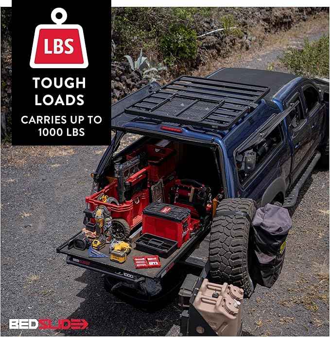 BEDSLIDE Classic (95" X 48") | 10-9548-CLB | Durable Sliding Truck Bed Cargo Organizer | Made in The USA, 1,000 lb Capacity (Black)