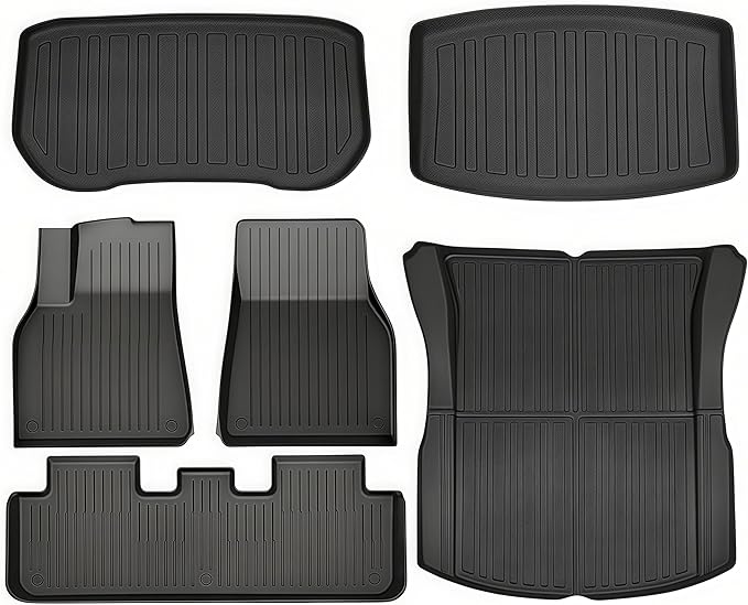 SUPER LINER Floor Mats for 2024-2025 2026 Tesla Model 3 Highland | 6-Piece Set Extra-Thick TPE All-Weather Floor & Cargo Liners | Pet & Child-Friendly Custom Fit Interior Accessories