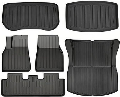 SUPER LINER Floor Mats for 2024-2025 2026 Tesla Model 3 Highland | 6-Piece Set Extra-Thick TPE All-Weather Floor & Cargo Liners | Pet & Child-Friendly Custom Fit Interior Accessories