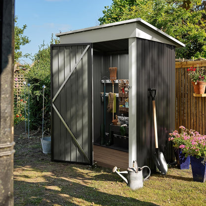 Devoko Outdoor Storage Shed 5 x 3 FT Lockable Metal Garden Shed Steel Anti-Corrosion Storage House with Single Lockable Door for Backyard Outdoor Patio (Gray)
