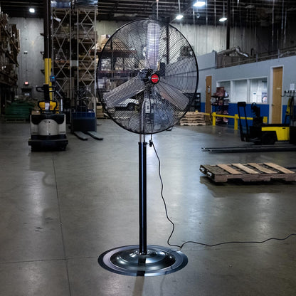 OEMTOOLS OEM24885 30" Oscillating Pedestal Fan, Adjustable Height for Garage, Shop, Gym, Warehouse 9500 CFM Airflow, 3-Speed Enclosed Motor, 3 Aluminum Blades, Dust-Resistant Industrial Purpose