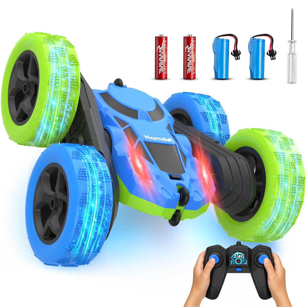 Remote Control Car for Kids (Blue&green / Standard (Headlights))
