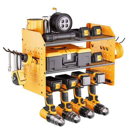 Power Tool Organizer Wall Mount (3-Layer without Charging Station / Yellow)