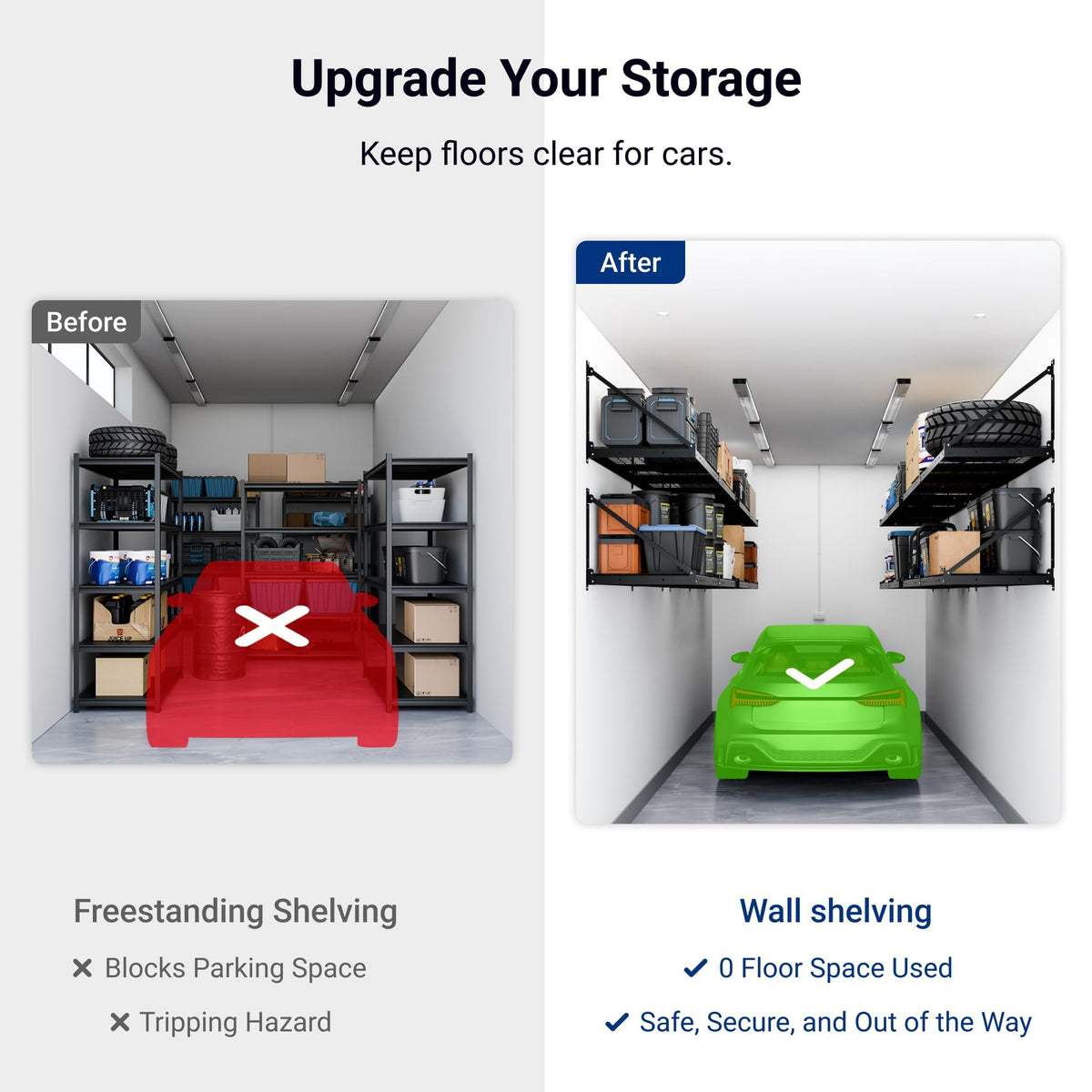 4 Pack 2x4 ft Wall Shelving Garage Storage Rack