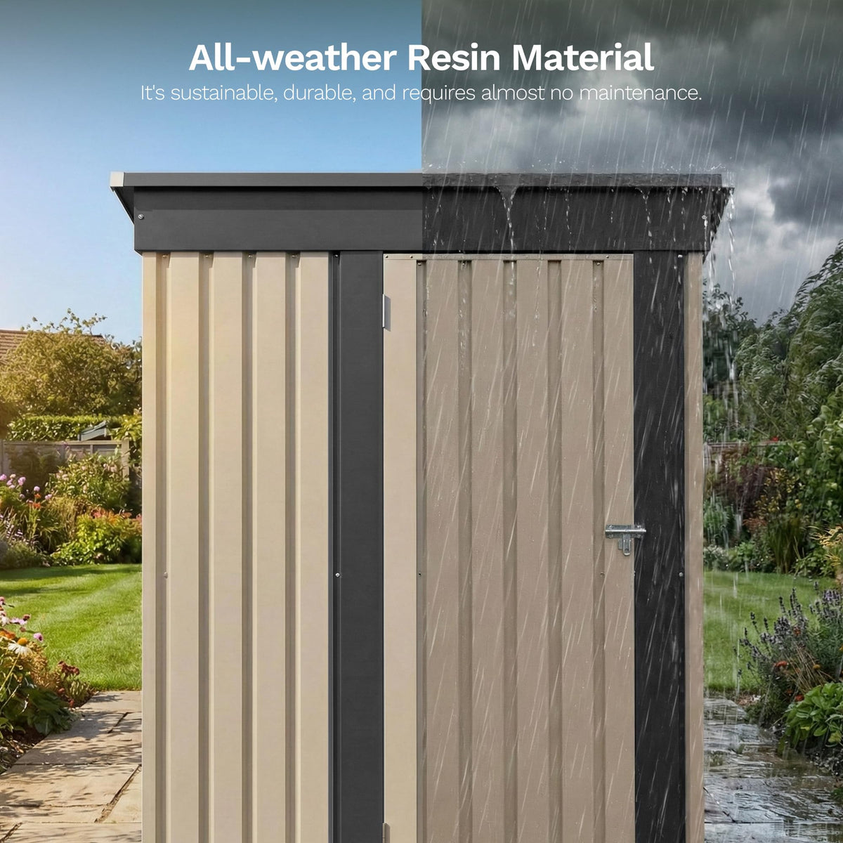 5x3 FT Outdoor Storage Shed with Floor Frame (Brown / 5x3 FT)
